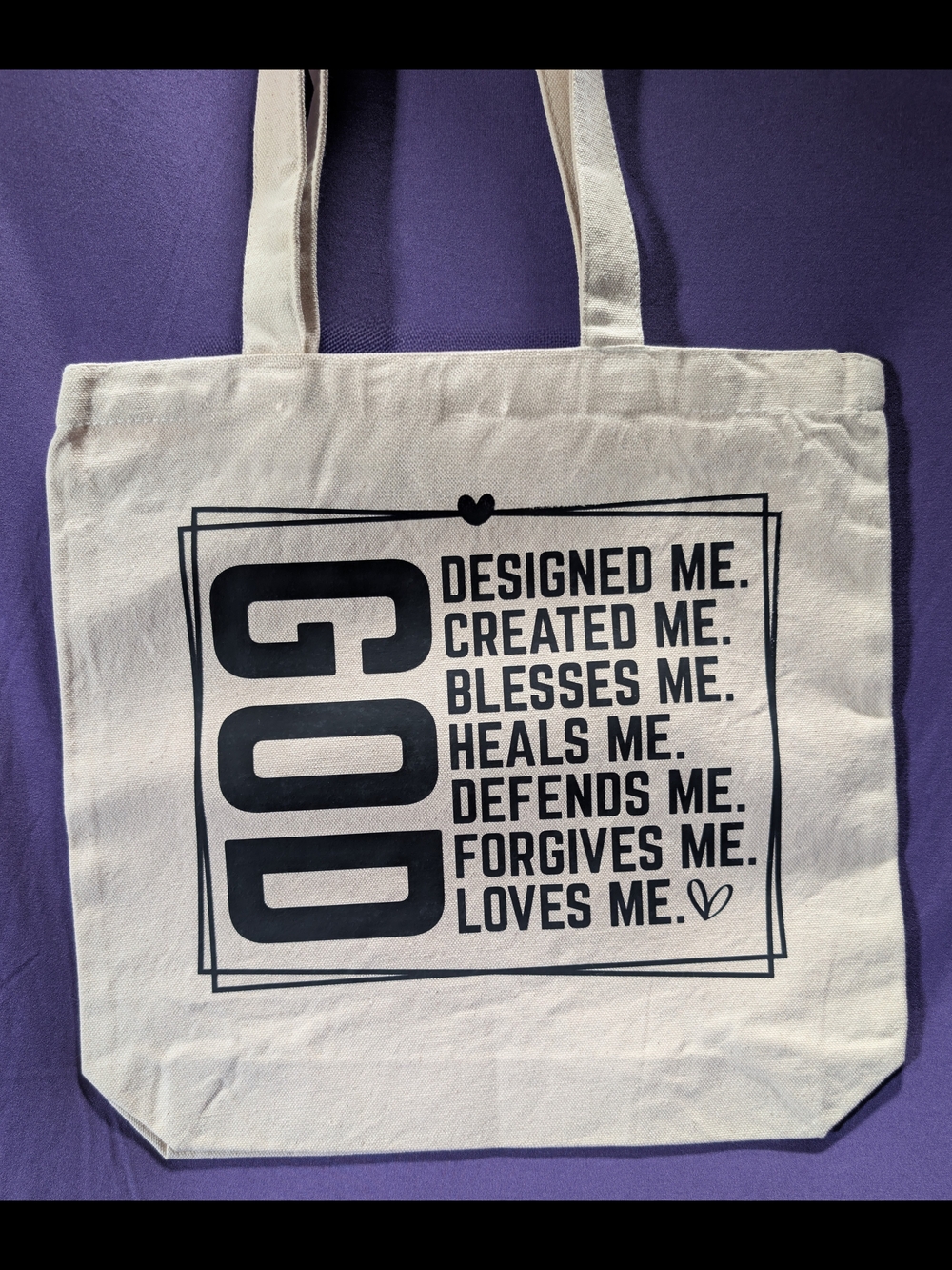 Inspirational GOD Canvas Tote Bag - Black Print on Natural